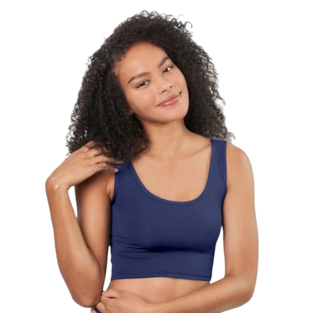 Larken The Signature Nursing Maternity Tank Top Women Medium Blue Double Layered